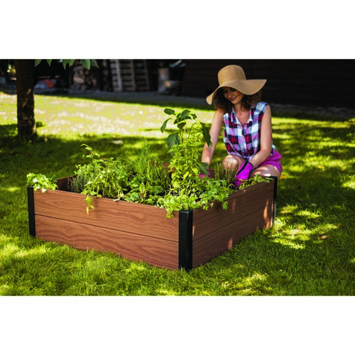 Pat înălțat Keter Maple Square maro, 106 x 106x 32 cm