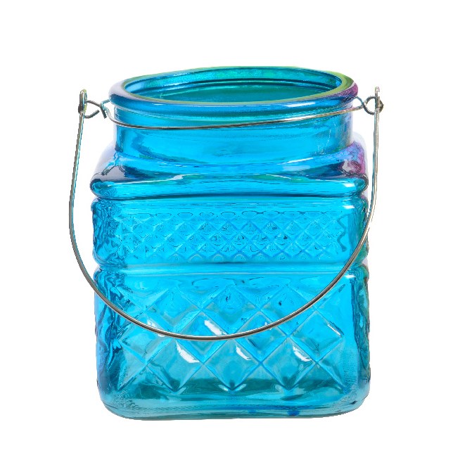 Sklenený svietnik Colours modrá, 13 cm