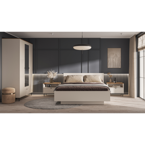 Nočný stolík EYCO 1S, kašmír/dub Castello