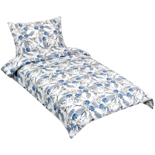 Bellatex Крепова постільна білизна  Квітка синій, 140 x 220 см, 70 x 90 см