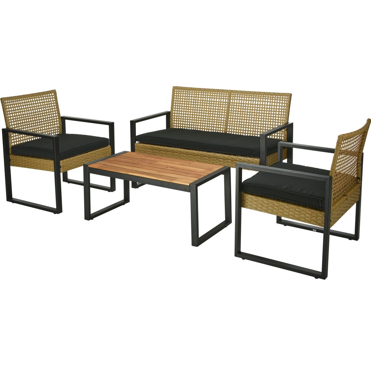 Zestaw mebli ogrodowych Gandia, 4 szt., metal, rattan PE