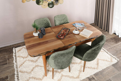 Zestaw krzeseł do jadalni Dallas Dark Green and Brown, 4 szt.