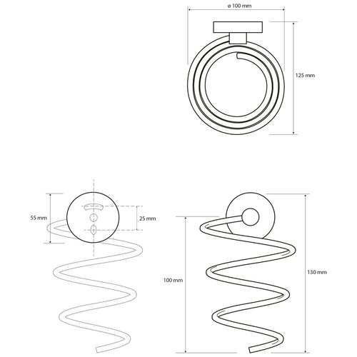 SAPHO XR002 Suport pentru uscător de păr X-Round,spirală, argintiu