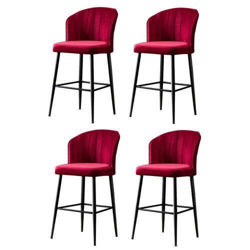 Barstuhl-Set Rubi Claret Red, 4 Stück