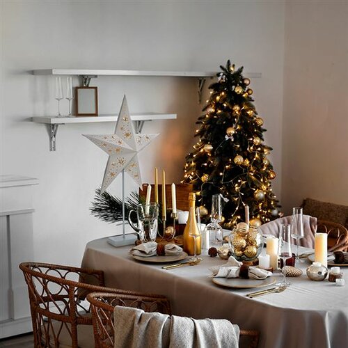 Solight LED karácsonyi csillag állvánnyal, fehér, 45 cm, 10x LED, 2x AA