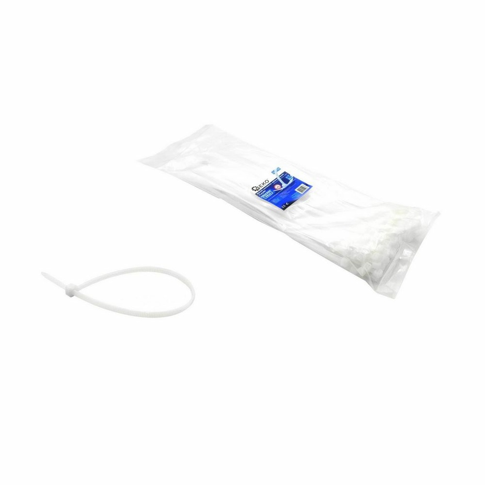 Stahovací pásky bílé s UV filtrem, 185 x 4,8 mm, 100 ks