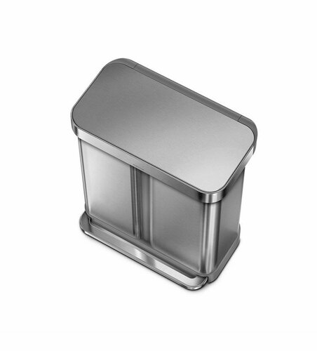 Simplehuman Pedałowy kosz na odpady segregowane 58l, srebrny