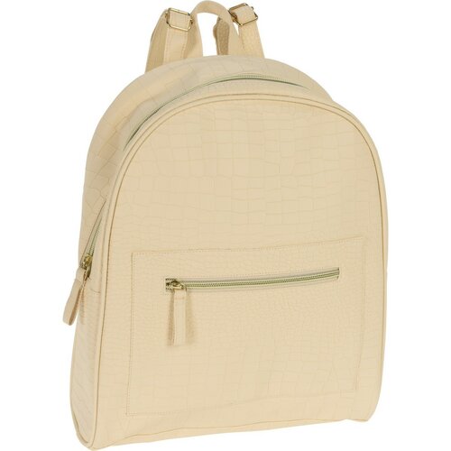 Rucksack mit Lederimitat Croco Beige, 30 x 34 x 10 cm