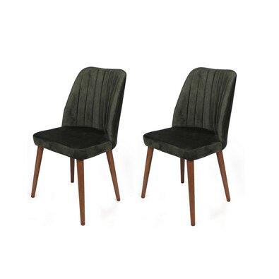 Set de scaune de sufragerie Alfa Khaki and Walnut, 2 buc.