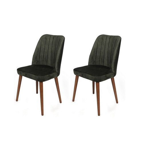 Set de scaune de sufragerie Alfa Khaki and Walnut, 2 buc.