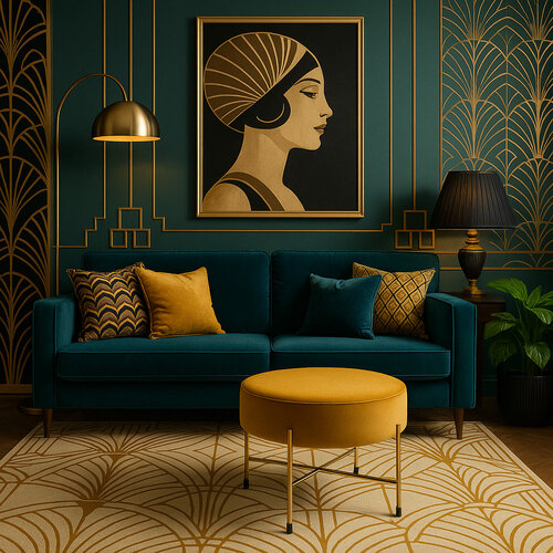 Taburet SOFT Deco, hořčicově žlutý samet