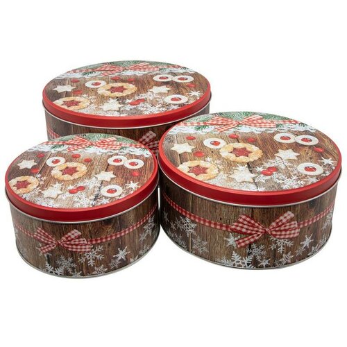 Weihnachtliches 3-teiliges Set von Dosen für  Linzer Gebäck