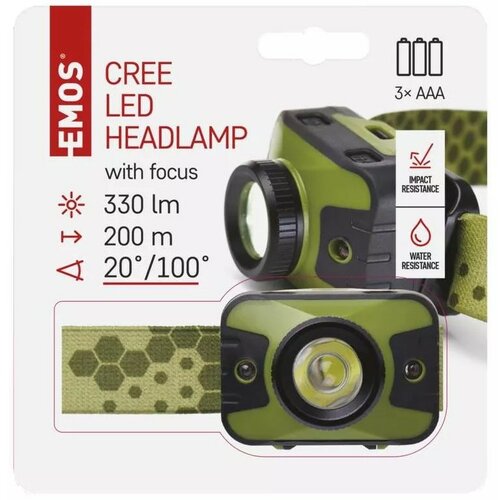 EMOS LED čelovka CREE + RED LED s fokusem