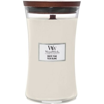 Woodwick Vonná svíčka váza velká White Teak, 609 g