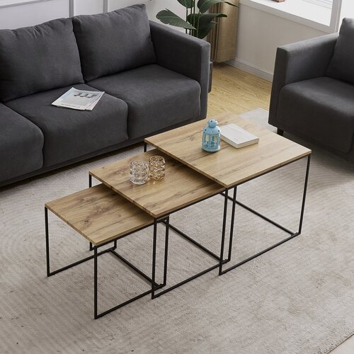 Beistelltisch-Set, Wildeiche, 3 Stück