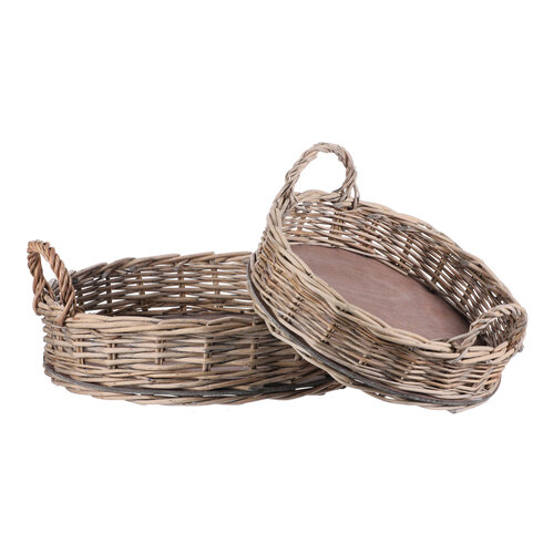 Komplet pletenih pladnjev Nature okroglih, 2 kos,2 velikosti, 45 x 10 x 45 cm