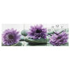 3-dielny obraz s hodinami Chryzantémy, fialová