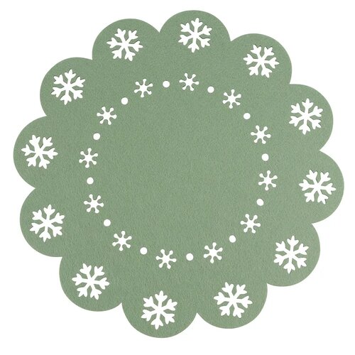 Altom Set de 4 șervețele de masă Snowflake verde,diametru 38 cm
