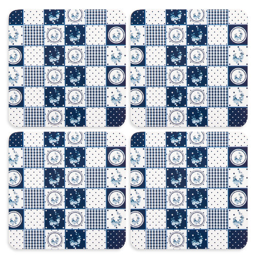 Korkové prostírání Country blue, 10 x 10 cm, set 4ks