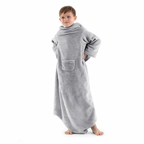 Decoking odeja z rokavi Lazy Kids jeklena, 90 x105 cm