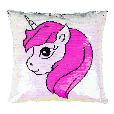 Kissen Einhorn mit Pailletten Rosa, 40 x 40 cmrosa  ,