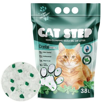 Cat Step Silikagelové stelivo pro kočky Crystal Fresh Mint 1,67 kg, 3,8 l