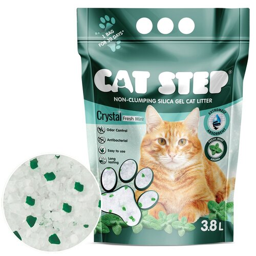 Cat Step Nisip silicagel pentru pisici CrystalFresh Mint 1,67 kg, 3,8 l
