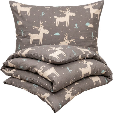 Lenjerie de pat din flanelă 4Home Happy reindeer, 140 x 220 cm, 70 x 90 cm