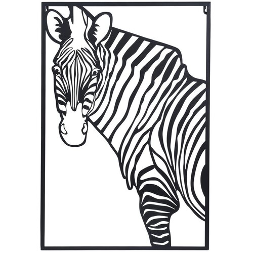 Závesná kovová dekorácia Zebra biela, 30 x 40 cm