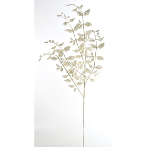 Dekorační větvička třpytivá s lístky, 60 cm