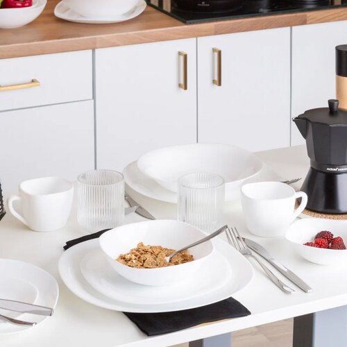 Altom Dessertteller-Set aus Opalglas White Harmony 21,5 cm, 6 Stück