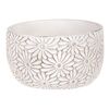 Übertopf aus Beton mit Blumen, 17 x 9 cmweiß  ,