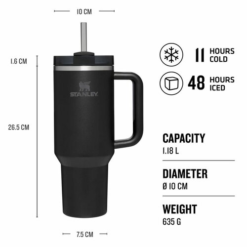 STANLEY Quencher H2.O FlowState Tumbler 1180 mlNegru Tonal