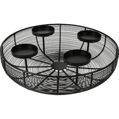 Suport lumânare Advent Wired negru, diametru 36 cm