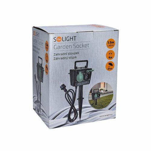 Solight PG02 Zahradní sloupek IP44, 4 zásuvky, gumový kabel 1,5 m