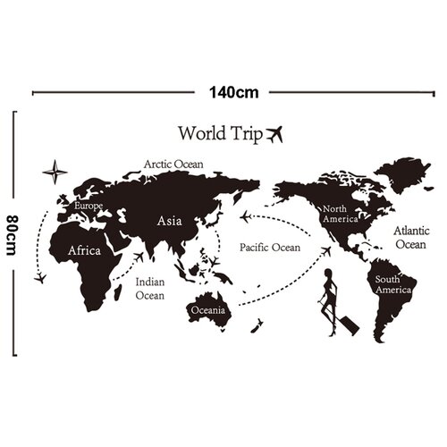 Decoraţiune autoadezivă World trip harta lumii