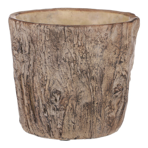 Blumenübertopf Holz, 21 x 19 cm, Betonbraun  ,