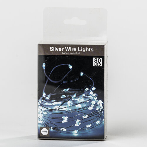 Svetelný drôt studená biela, 80 LED