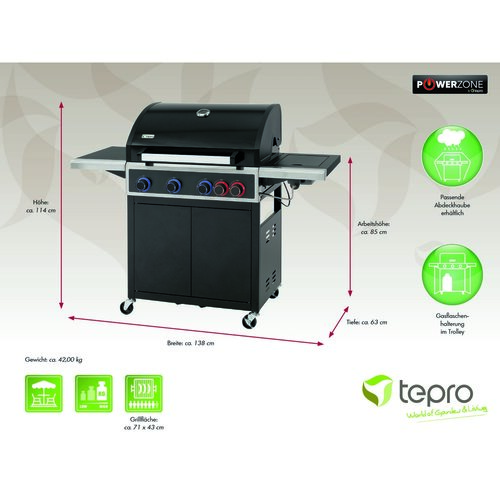 Tepro 3303 Keansburg gázgrill, 4 égő, 138 x 63 x114 cm