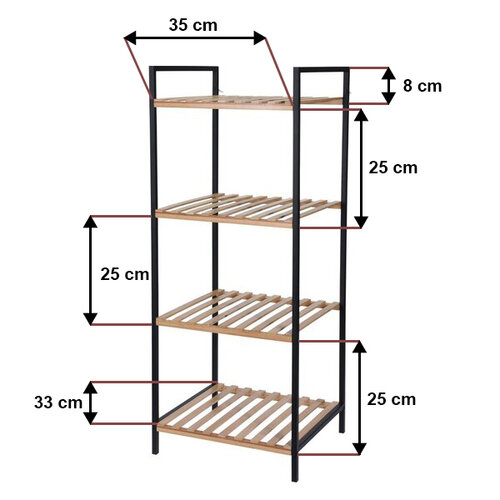 Полиця для ванної Tromso, 4 полиці, 38 x 95 x  32,5 см