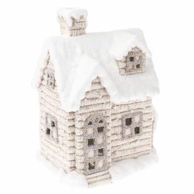 Božična dekoracija Zasnežena hišica za čajnosvečko, 25 x 36 x 18 cm