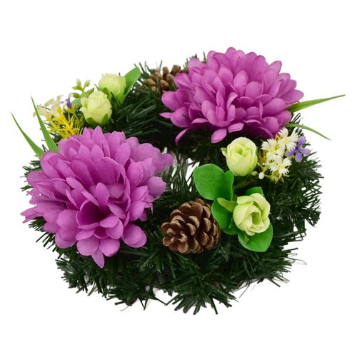 Coroană funerară Crizanteme violete, 20 cm