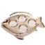 Świąteczny świecznik ceramiczny na świeczki tealight Ryba złoty, 20,5 x 2 x 16 cm