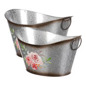 Set de cutii de flori Trandafiri, 2 buc, 2 dimensiuni, metal