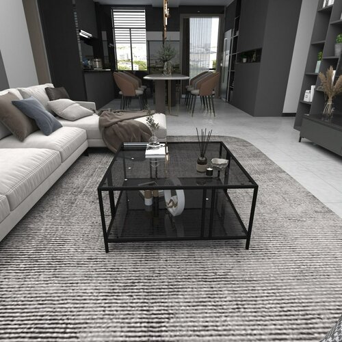 Măsuță de cafea Uranus Black cu sticlăfumurie