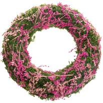 Mooskranz mit Trockenblumen, Rosa, 30 x 7 cm