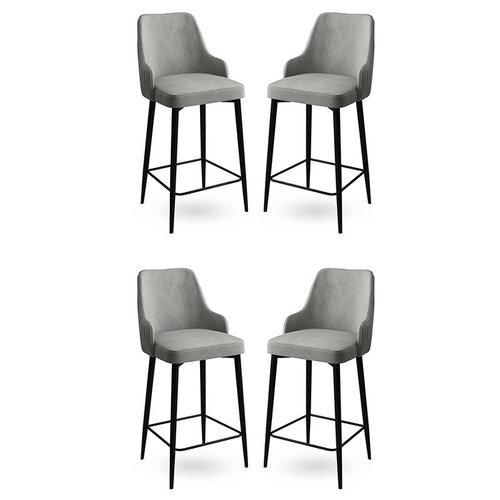 Barstuhl-Set Enox Grey and Black, 4 Stück