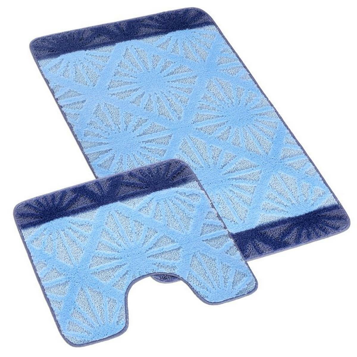 Bellatex Bany fürdőszobai szőnyegkészlet Paprsekkék mintával, 60 x 100, 60 x 50 cm, 60 x 50 cm