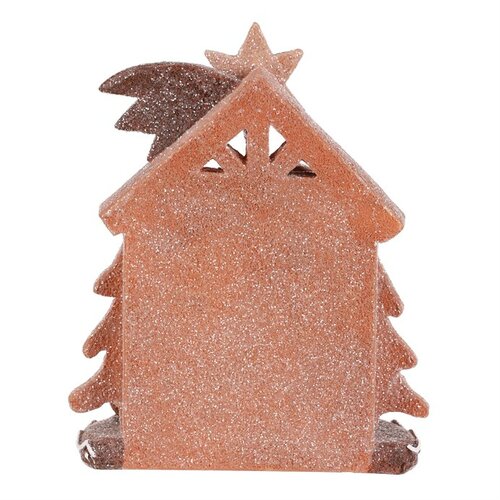 Vianočná dekorácia perníkový Betlehem, polyresin, LED, hnedá