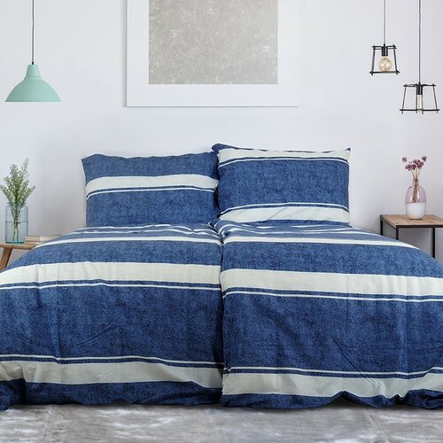 B.E.S. Petrovice Krepp-Bettwäsche Top Class Blue line, 140 x 200 cm, 70 x 90 cm